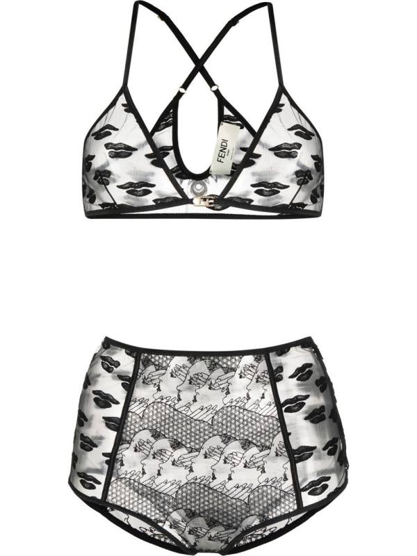 lace-embroidered bra set
