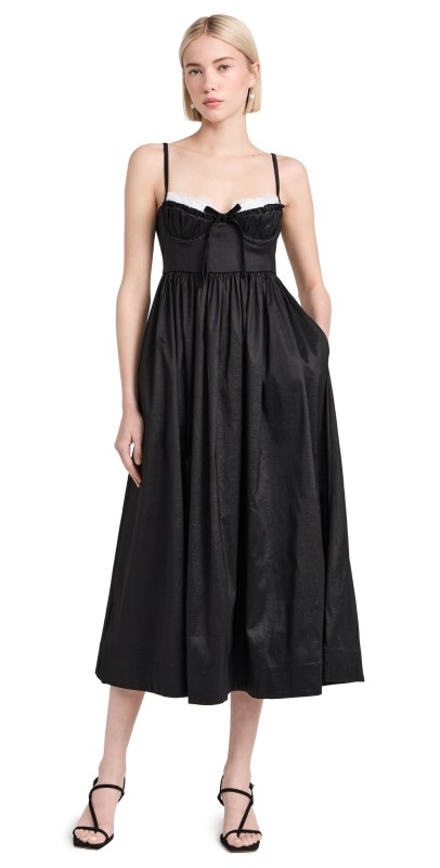 For Love & Lemons Doris Midi Dress Black