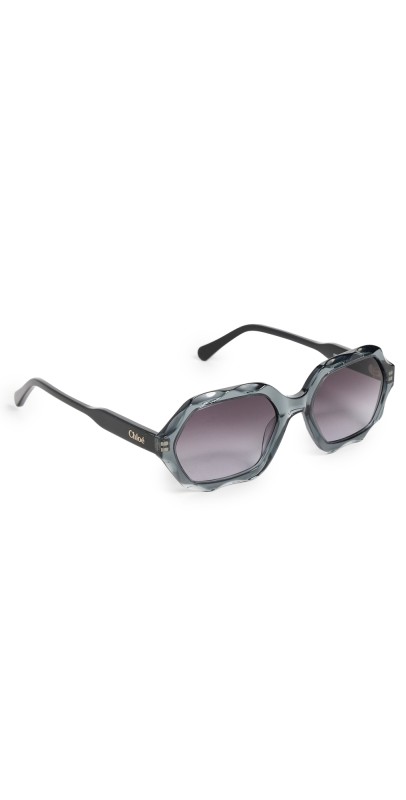 Chloe Scalloped Acetate Sunglasses Grey/Black/Grey
