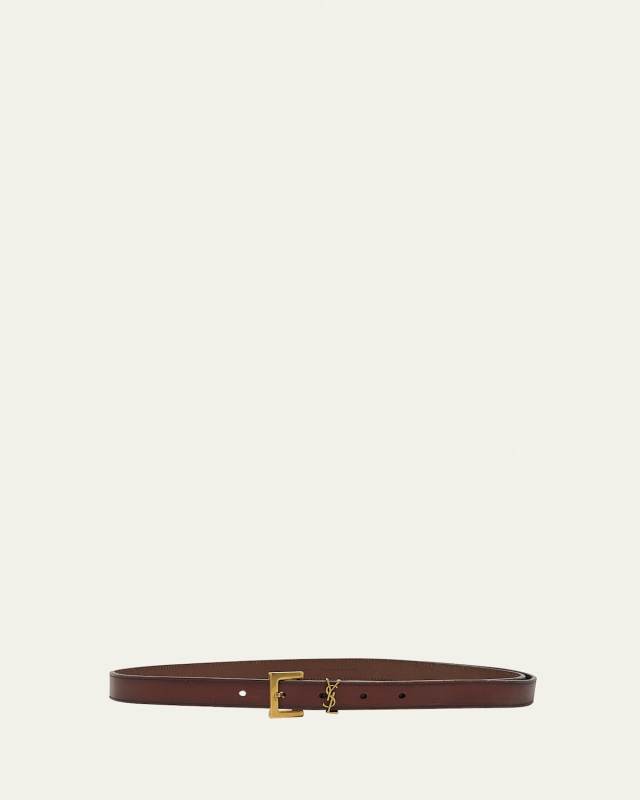 Cassandre YSL Thin Brown Leather Belt