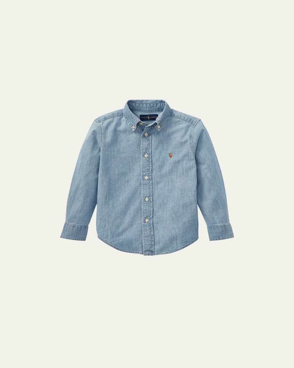 Boy's Woven Chambray Shirt, Size 2-3