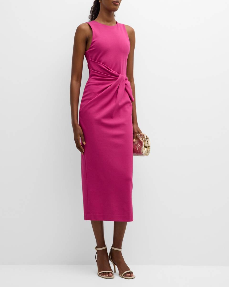 Sleeveless Twist-Front Jersey Midi Dress