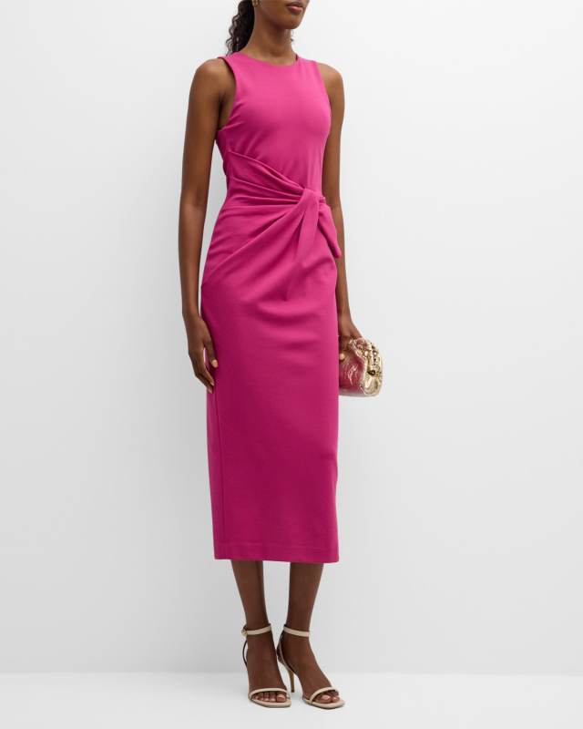 Sleeveless Twist-Front Jersey Midi Dress