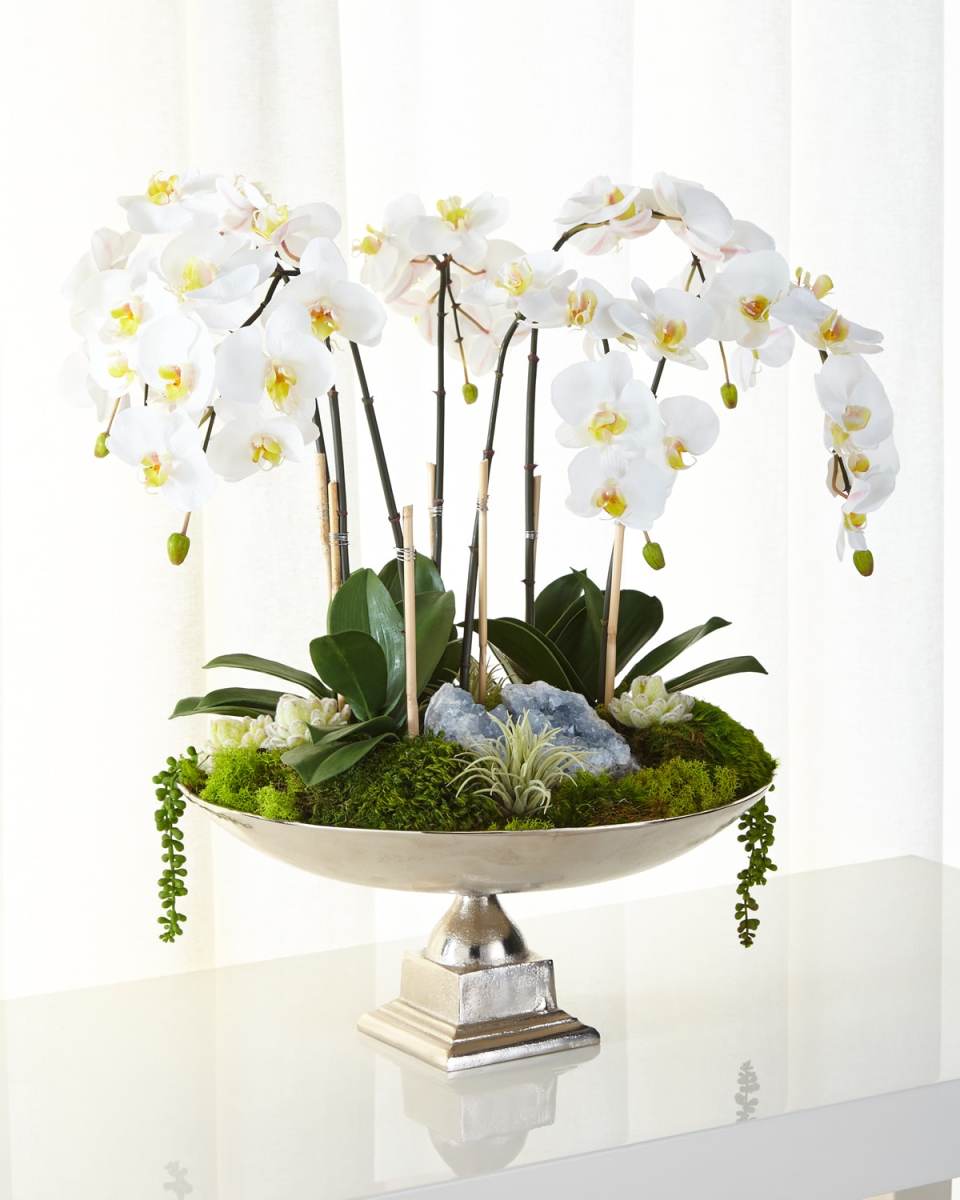 Orchids & Succulents Faux Floral Arrangement