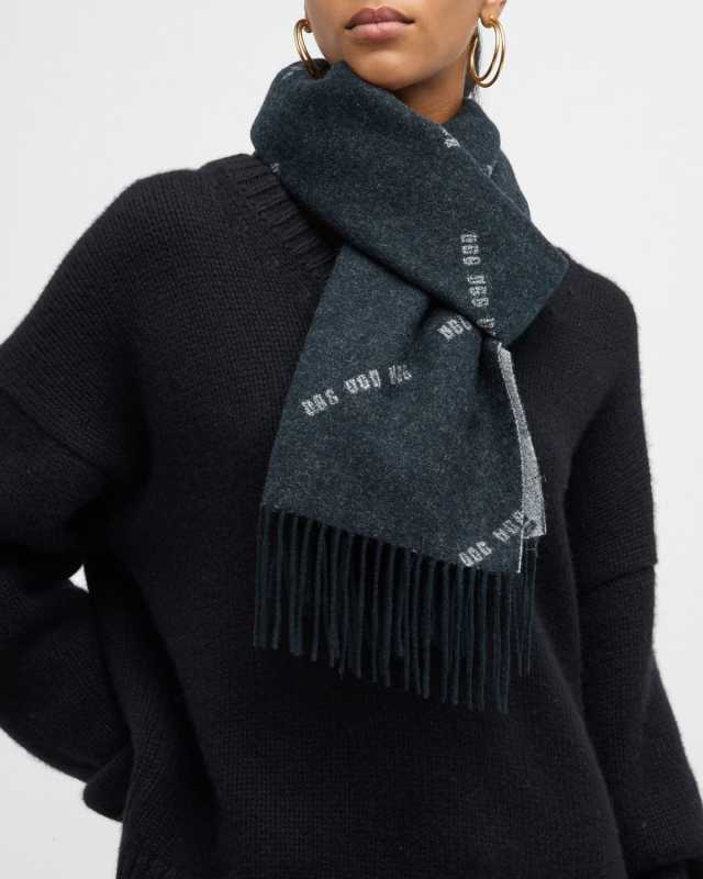 Micro Logo Wool-Blend Wrap