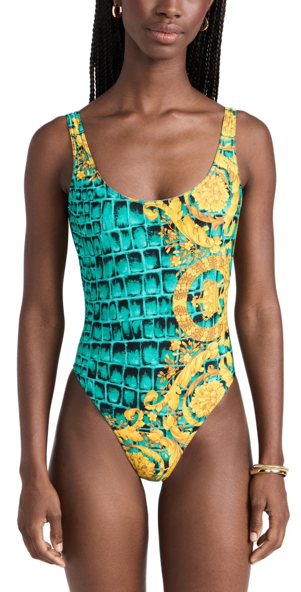 Versace Swim One-Piece Glacier Green+Black+Gold
