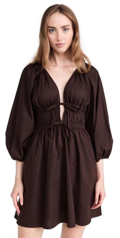WAYF Leighton Mini Dress Espresso