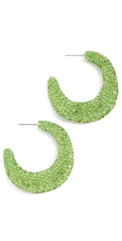 Lele Sadoughi Archer Pave Hoop Earrings Chartreuse