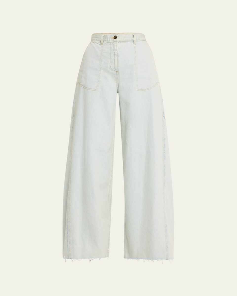 Raw Hem Wide-Leg Jeans