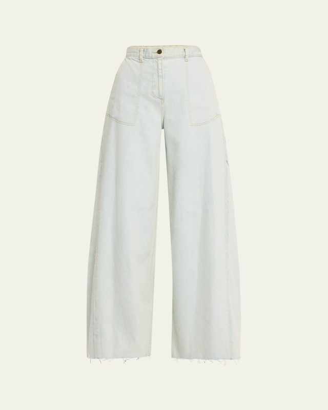 Raw Hem Wide-Leg Jeans