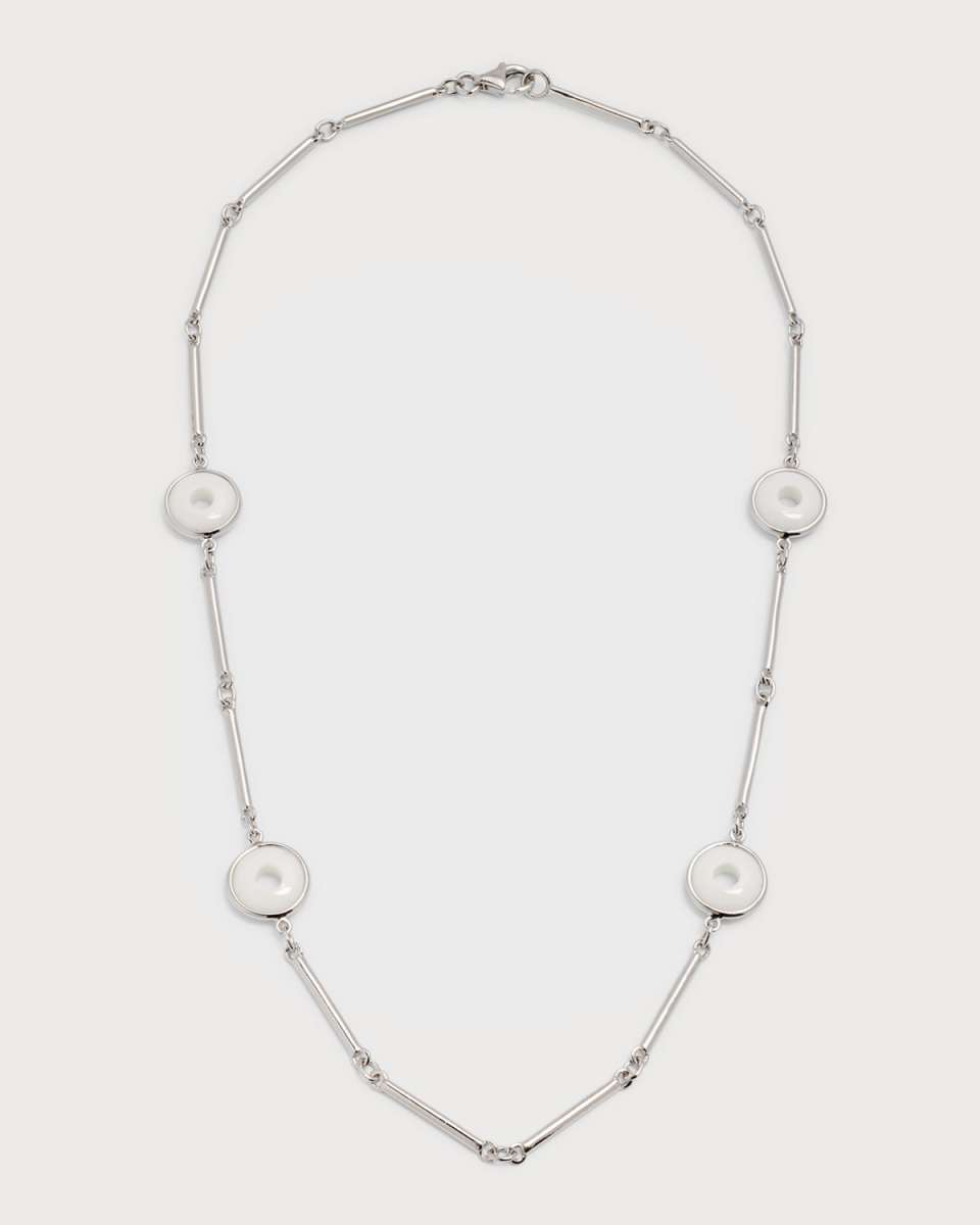 18K White Gold Universe Necklace with White Agate Rounds