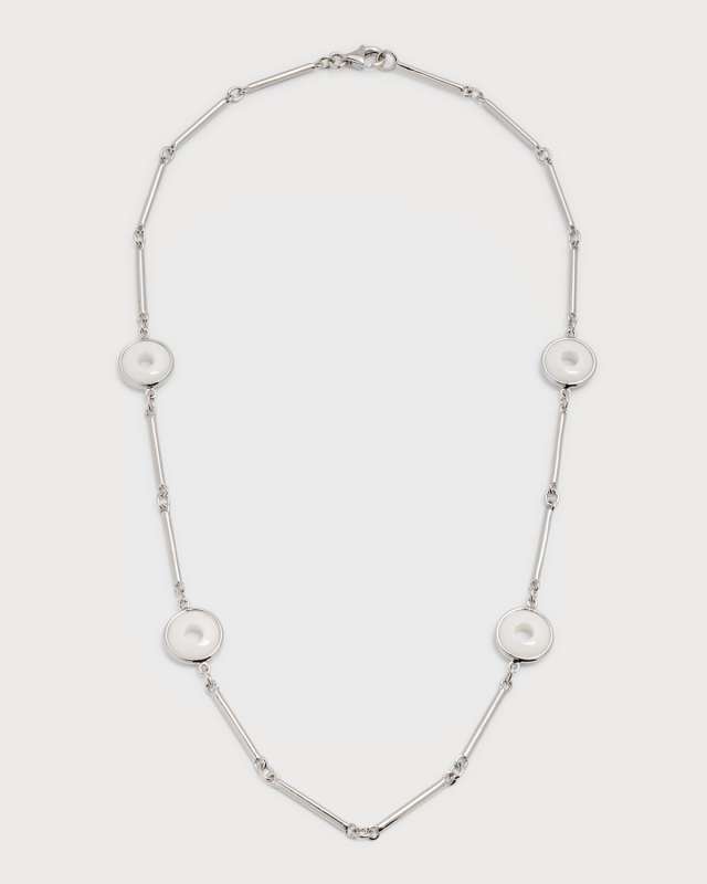 18K White Gold Universe Necklace with White Agate Rounds