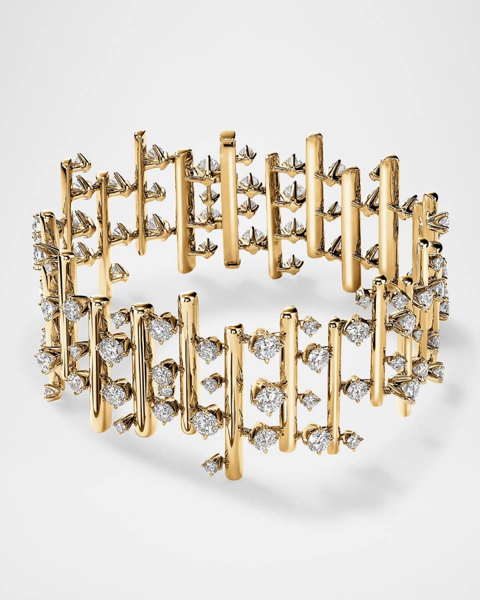 Barre Large 18K Yellow Gold Multi-Row Diamond Bracelet