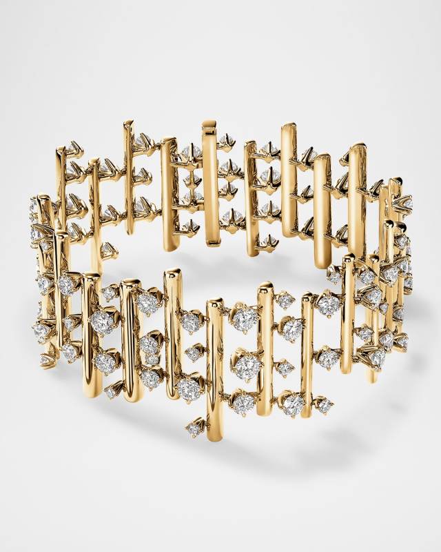 Barre Large 18K Yellow Gold Multi-Row Diamond Bracelet