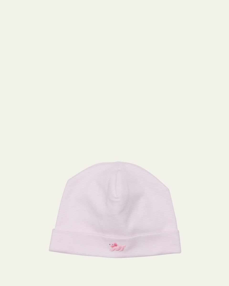 Girl's Hand Embroidered Premier Puppies Hat, Size Newborn-S