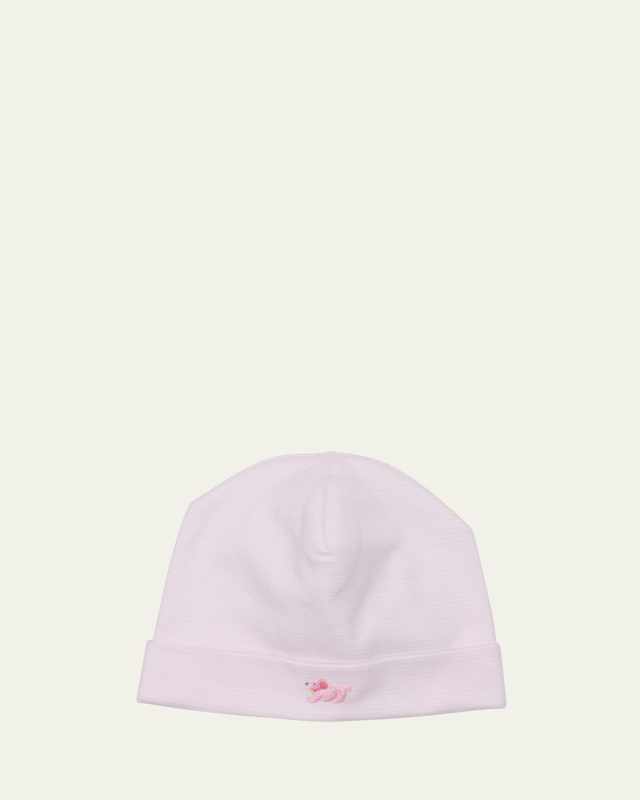 Girl's Hand Embroidered Premier Puppies Hat, Size Newborn-S