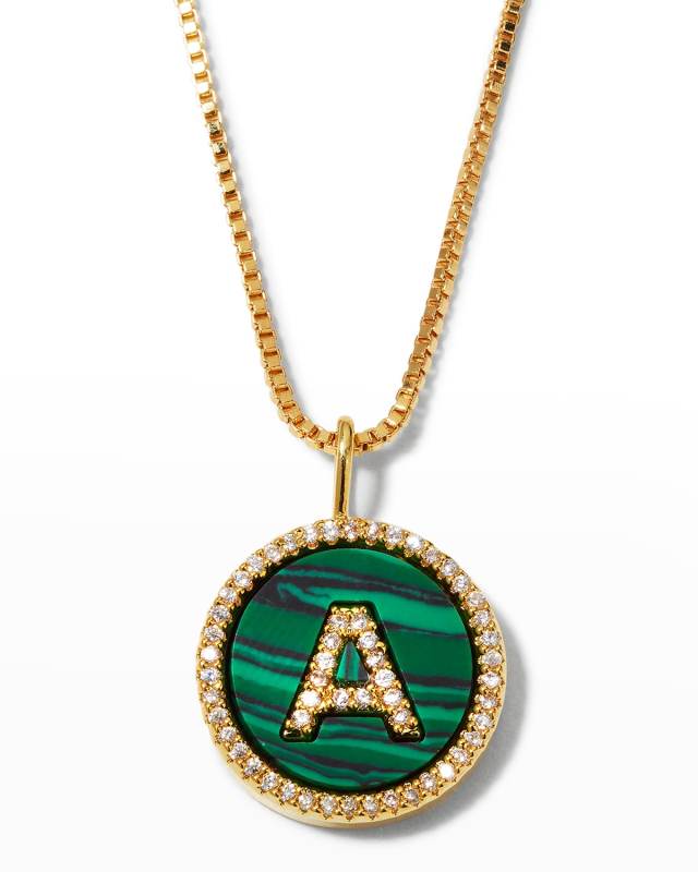 Malachite Initial Necklace - A