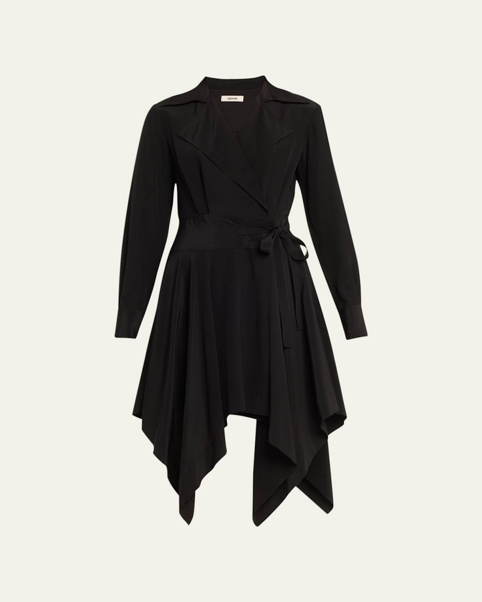 Handkerchief Silk Midi Wrap Shirtdress