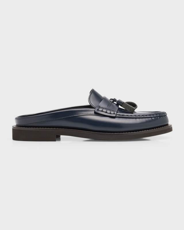 Leather Monili Tassel Loafers Mules