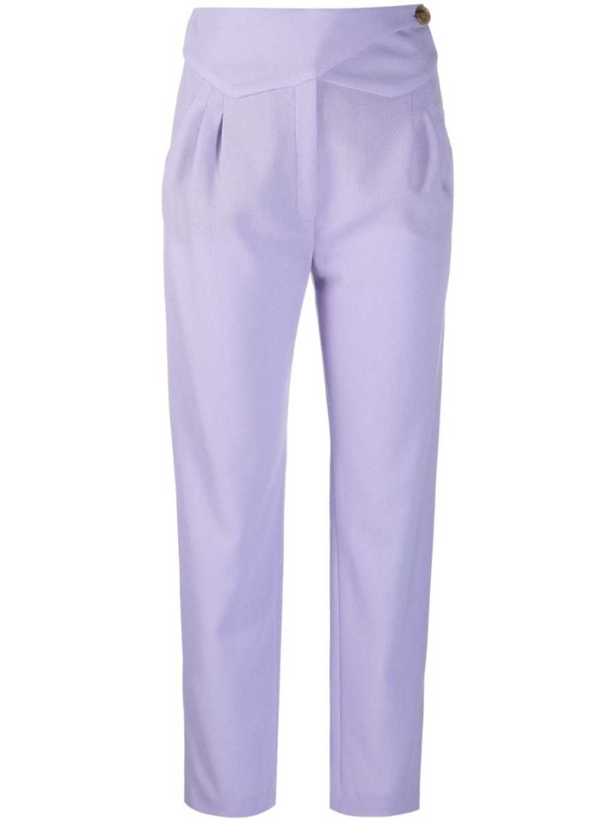 cropped straight-leg wool trousers