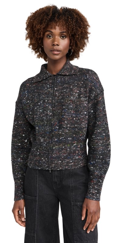 Vince Donegal Zip Jacket Black Donegal