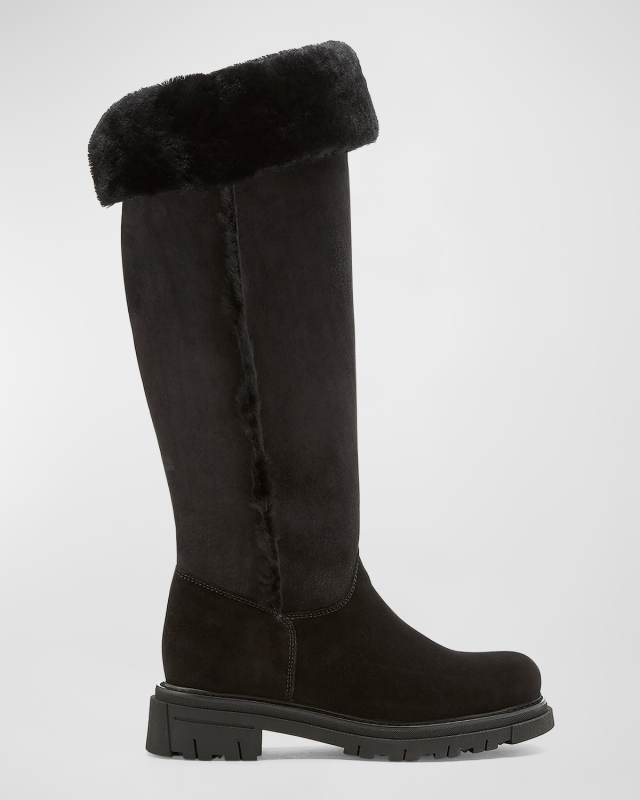Doritt Suede Shearling Winter Knee Boots