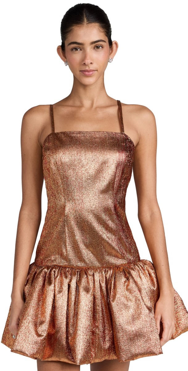 Dur Doux Brocade Short Balloon Dress Orange