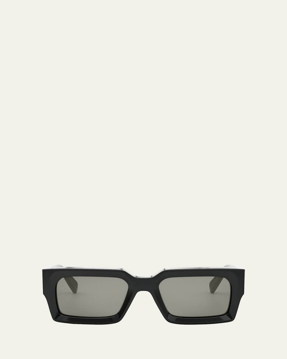 Bold 3 Dots Beveled Acetate Rectangle Sunglasses