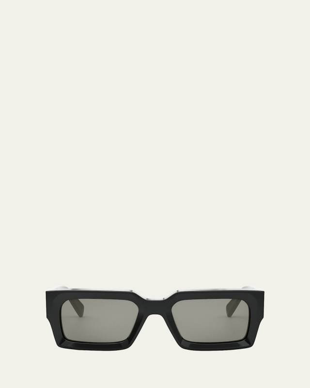 Bold 3 Dots Beveled Acetate Rectangle Sunglasses