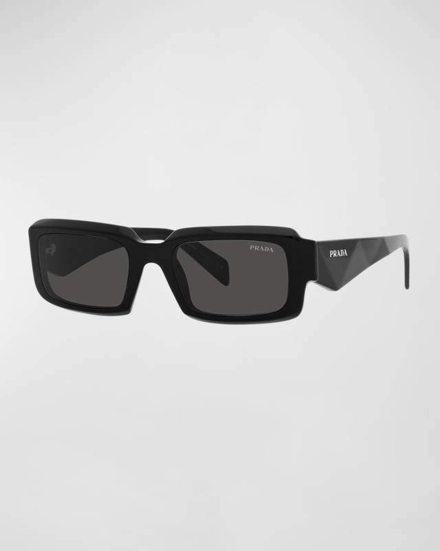 Geometric Logo Acetate & Plastic Rectangle Sunglasses