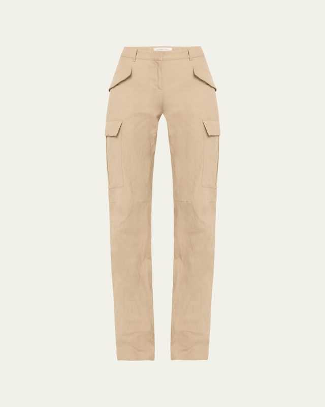 Crushed Cotton Gabardine Slim Cargo Trousers