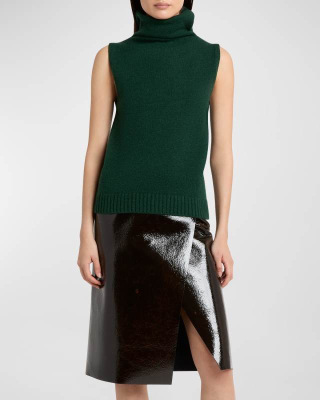Sleeveless Cashmere Turtleneck