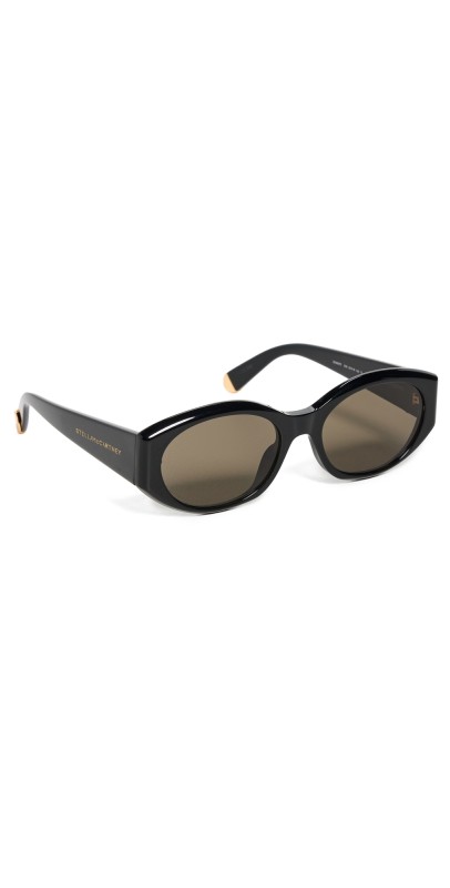Stella McCartney Narrow Oval Sunglasses Shiny Black / Green