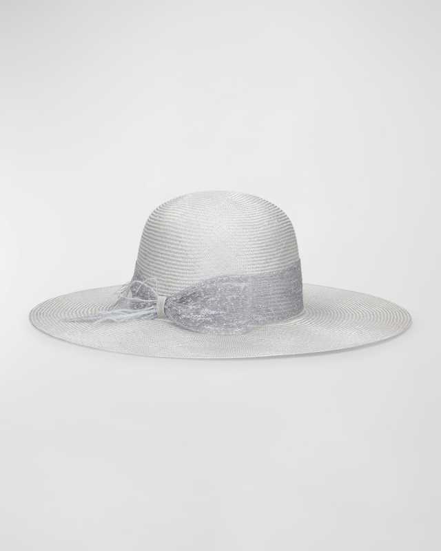 Straw Large Brim Hat With Ostrich Feathers