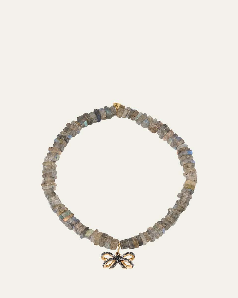 14K Pave and Labradorite Bracelet with Double Bow Charm