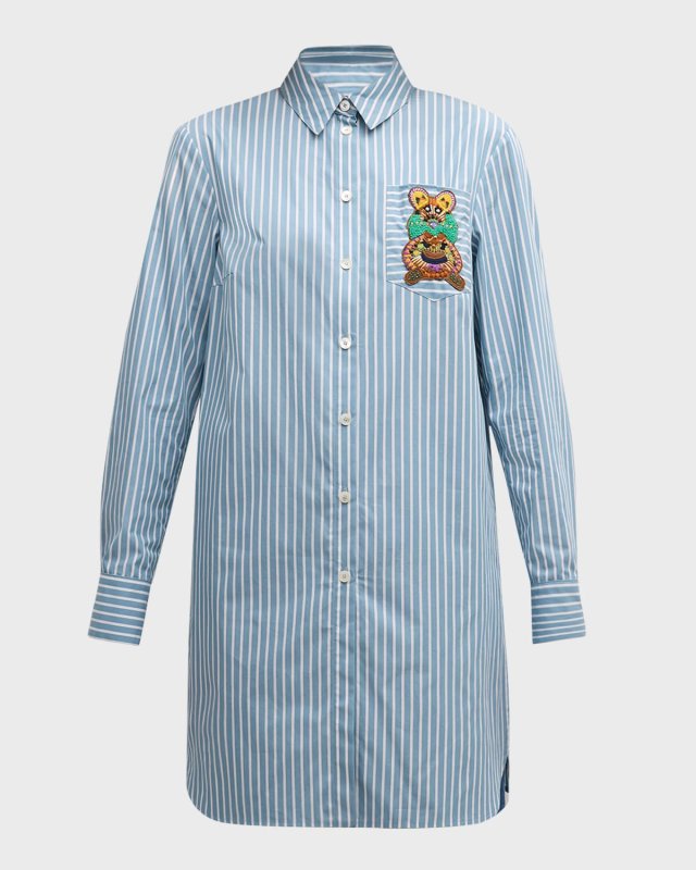 Striped Tunic with Abstract Embroidery