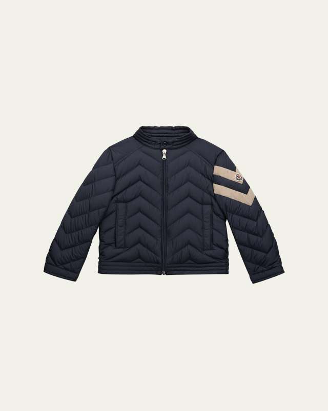 Boy's Otalus Chevron-Print Biker Jacket, Size 8-