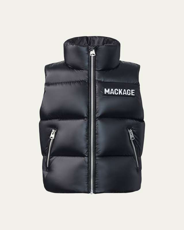 Kid's Charlee Quilted Logo Vest, Size 8-14