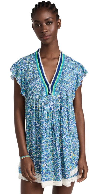 Poupette St Barth Sasha V Mini Dress Blue Net
