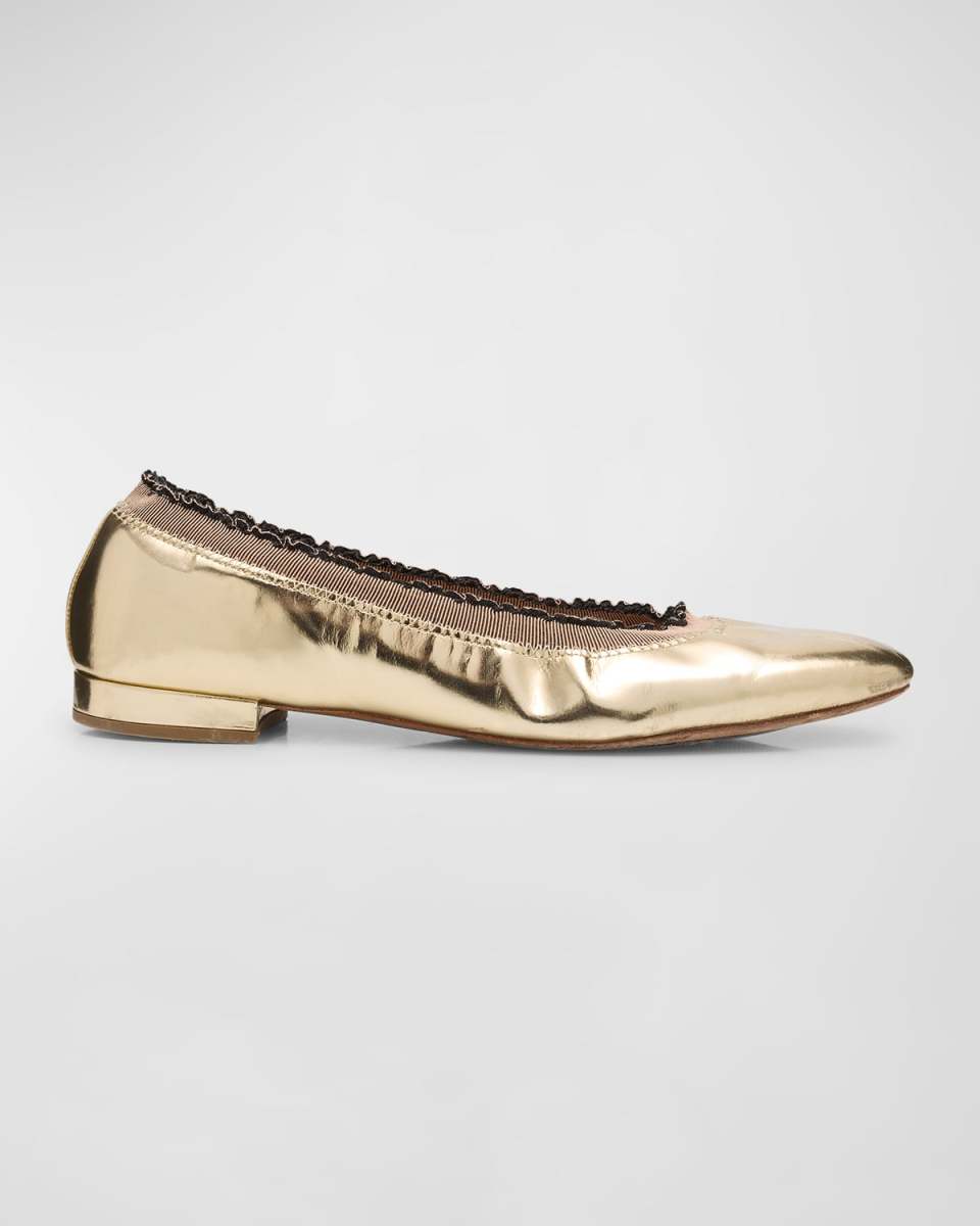Elise Metallic Ruffle Ballerina Flats