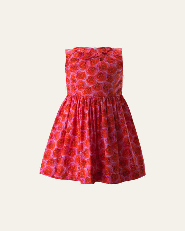 Girl's Classic Rose-Print Sleeveless Dress, Size 2-10