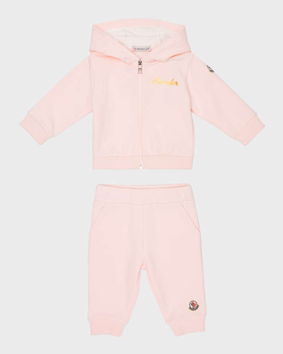 Girl's Gold Logo-Print Two-Piece Set, Size 6M-3