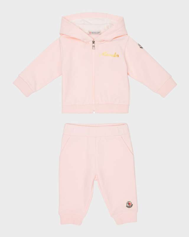 Girl's Gold Logo-Print Two-Piece Set, Size 6M-3