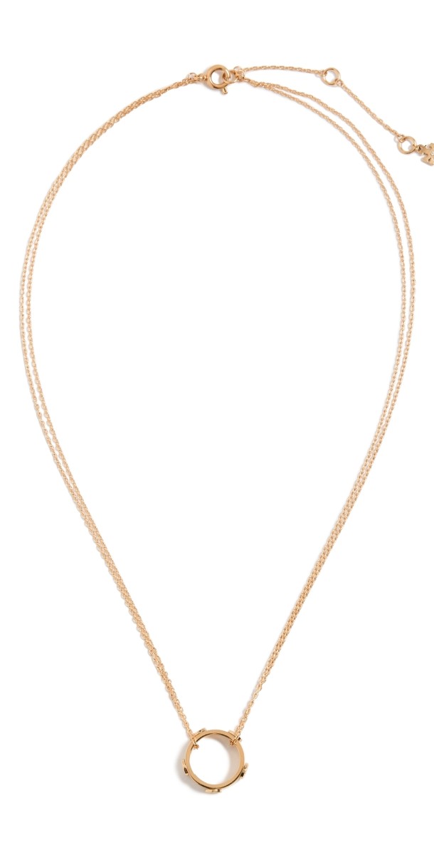 Tory Burch Miller Stud Circle Pendant Necklace Tory Gold