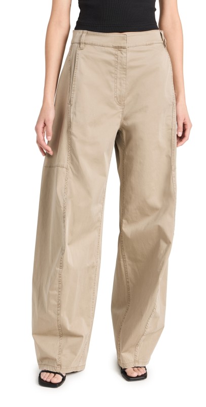 Tibi Garment Dyed Silky Cotton Sid Chino Pants Acorn