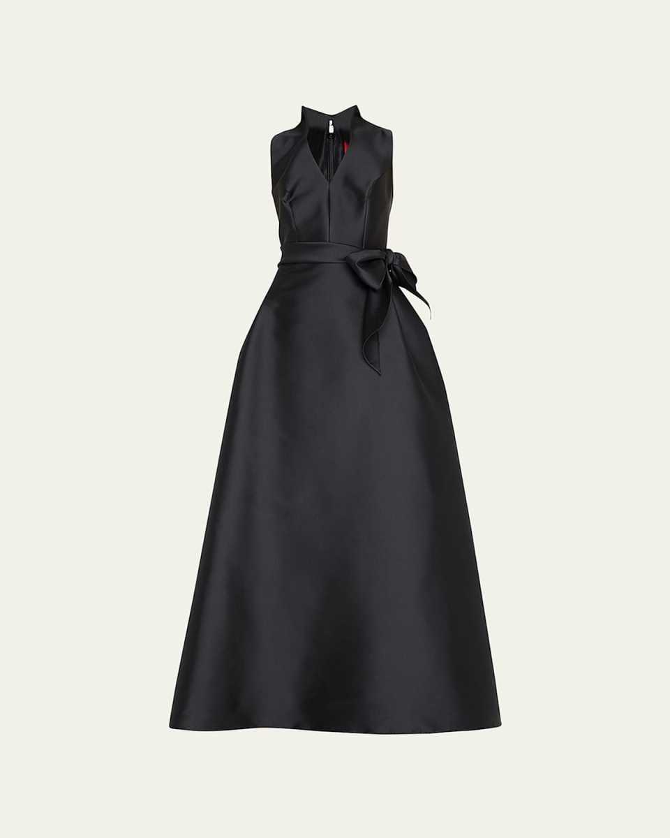 Satin V-Neck Gown