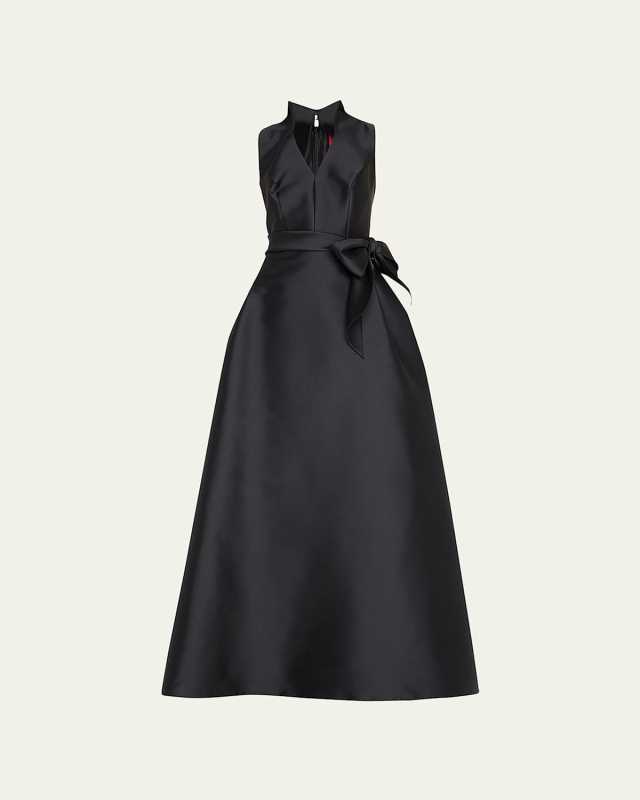 Satin V-Neck Gown