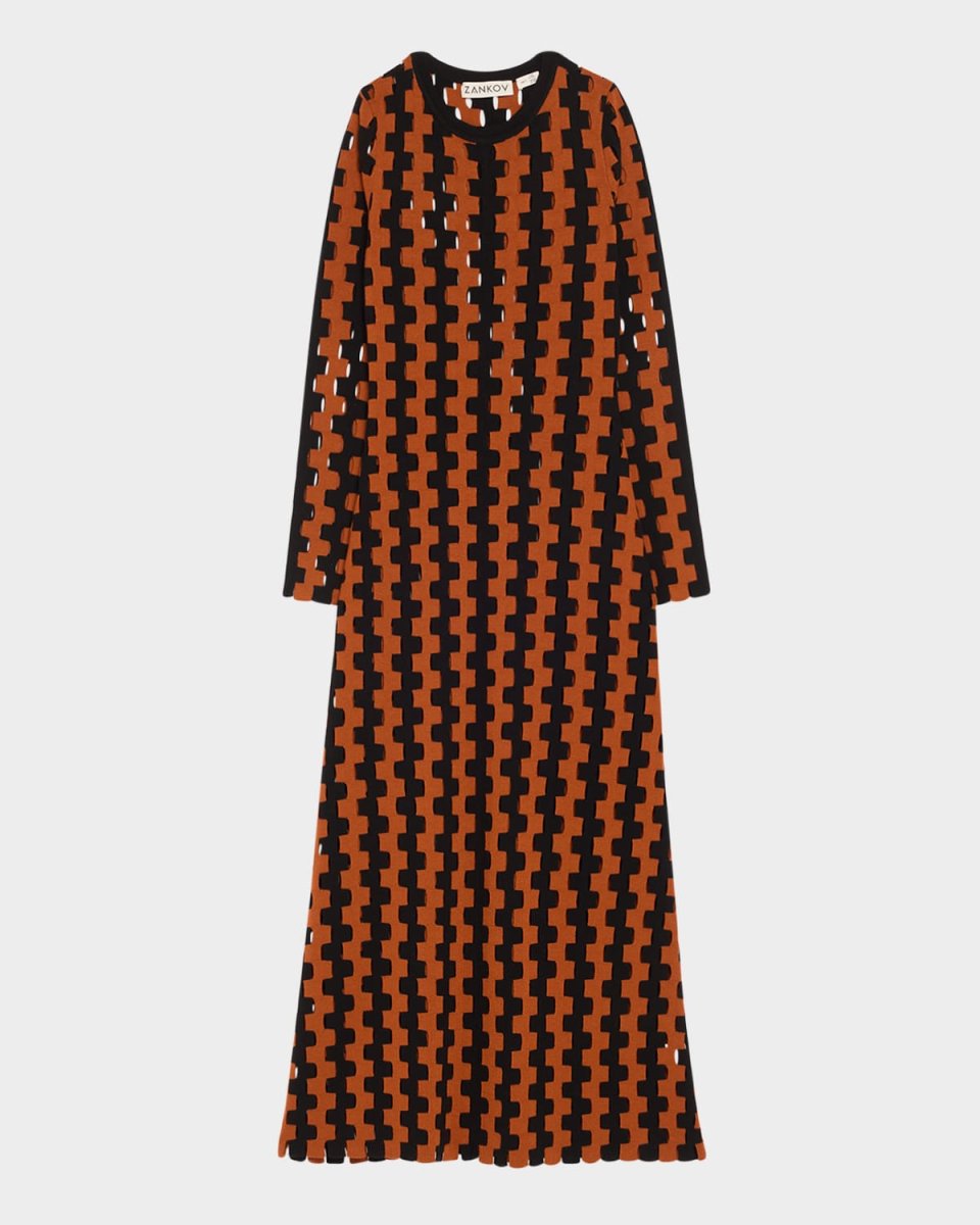 Natalie Two-Tone Open Knit Maxi Dress