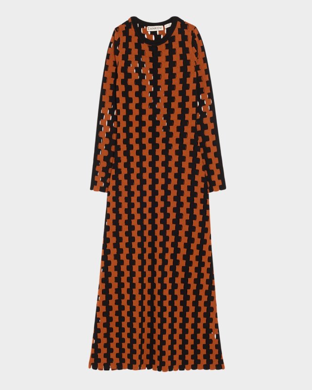 Natalie Two-Tone Open Knit Maxi Dress