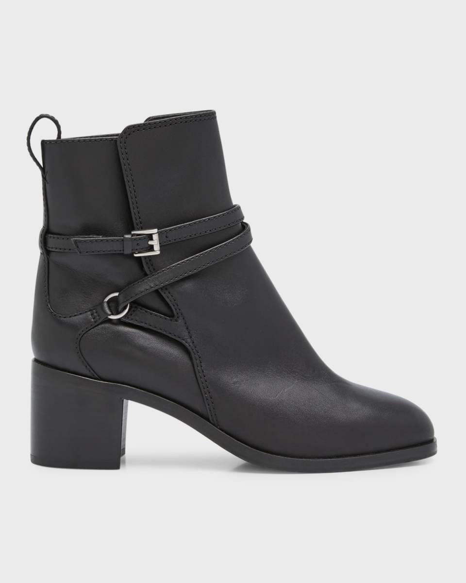 Hazel Leather Buckle Ankle Booties